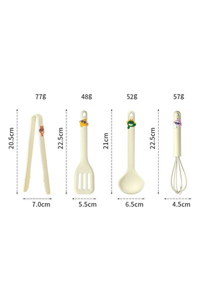 Rao Top Bottom Set of 4 Kitchen Utensils, RAO, for Children, Silicone, Heat-R...
