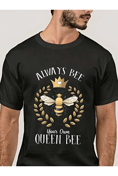 NOURAM تي شيرت بطباعة جرافيك بوزن 180 جرام بتصميم "Always Bee Your Own Queen ...