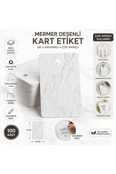 naturevo 100 Adet Mermer Desenli Küpe Kartı 6x9 cm - 300 Gr Kalın Karton Takı...