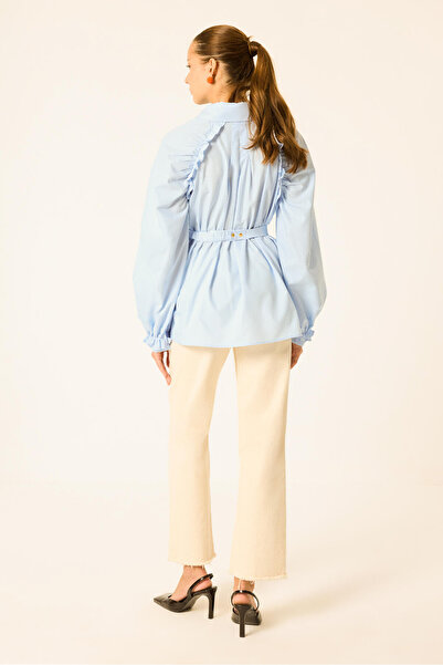 Touché Privé Balon Sleeves, Ruched Detail, Belted Shirt