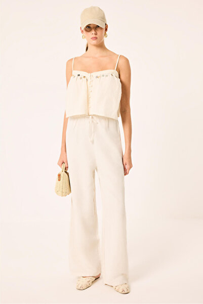 Touché Privé Linen Textured Tube-Let Pants