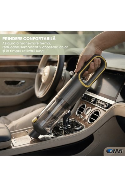 ONVİ Aspirator Auto Portabil HP1000 HAKOPRO, Fara Fir, USB Type-C, Putere Aspirare 20kPa, Motor 130000 RPM, Acumulator 7500mAh, 4 Duze Incluse, Filtru Reutilizabil, Negru