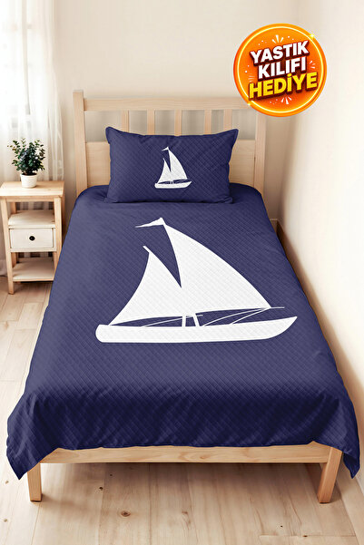 Evimde Bambaşka Navy Blue Sailing Marine Youth Room Single Pique Set-Minimal ...