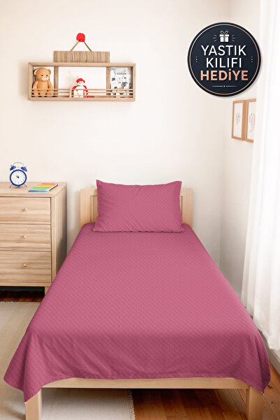 Evimde Bambaşka Set de lenjerie de pat roz minimalist pentru cameră de adoles...