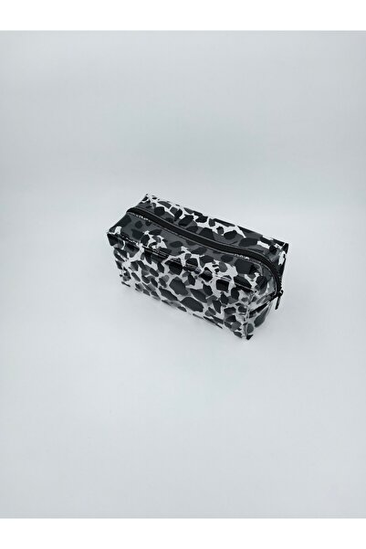 UCCELLO Transparent Leopard Pattern Pvc Makeup Bag Black Zippered Cosmetic Ba...