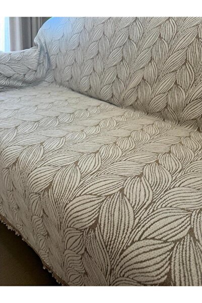 Linea Home Πλεκτό ριχτάρι σενίλ μπεζ για μονό κάθισμα 180x160 LH2024197-1