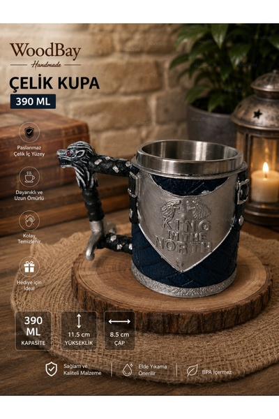 WoodBay Game of Thrones King in the North 390 ml Steel Mug – Stainless Steel ...