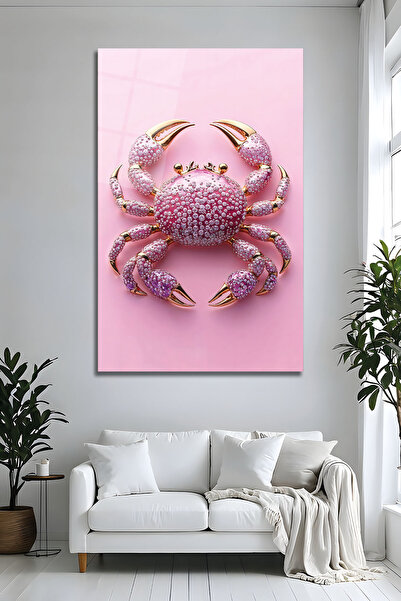 Parıltı Yayınları Masă modernă din sticlă temperată, cu detalii de crab roz