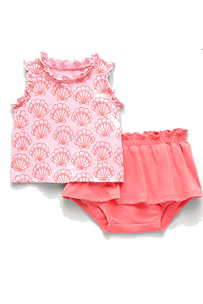 Okie Dokie Baby Girl 2-Piece Skirt and Shorts Summer Set Salmon Pink