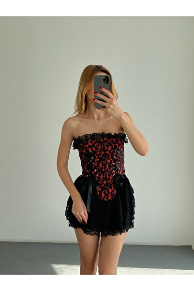 Friday Mood Romantic Lace Strapless Corset Bustier