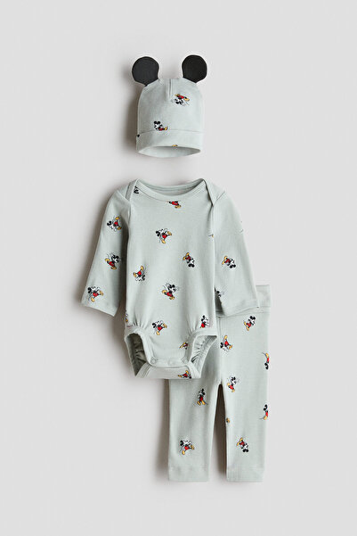 H&M 3’lü Baskılı Jarse Set