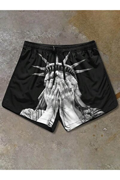 COZYWEAR Black Printed Short Shorts