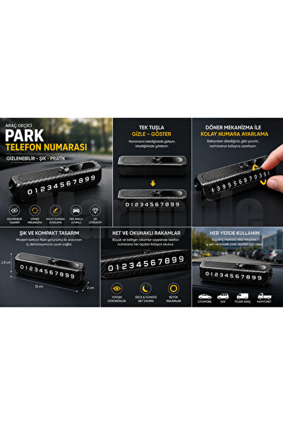 Marooble Carbonfiber Design Numberer In-Car Phone Number Card Hidden Auto Par...