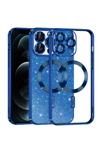 Techsuit iPhone 12 Pro Case, Luxury Glitter MagSafe, shockproof, blue