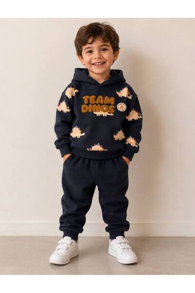 Milanlı Kids Boy's Hooded 3 Thread Count Non-Stretch Top and Bottom Set