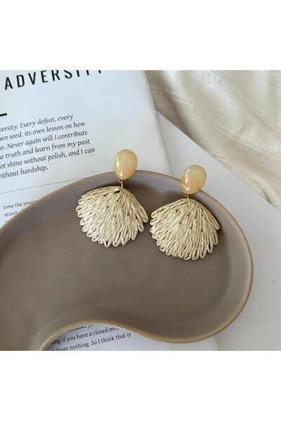 Alice İsstanbul Cream Wicker Seashell Earrings
