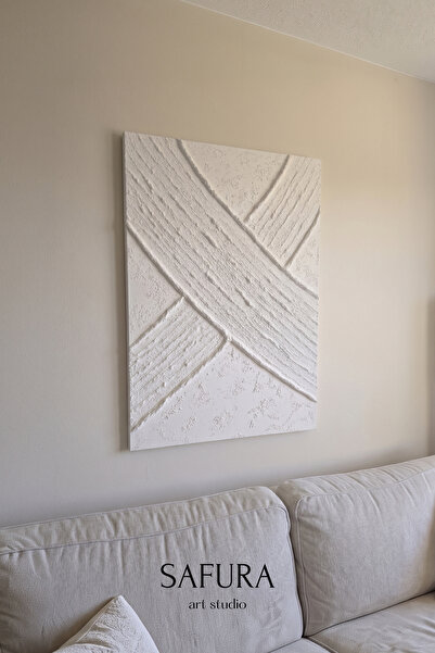 Safura Art Studio Dokulu Tablo – El Yapımı 3 Boyutlu Alçı Minimalist Doku, Mo...