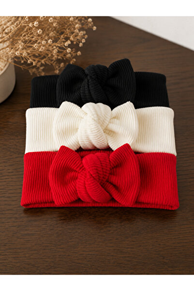 özge başaran Girl's Baby Girl Bandana Set of 3 with Flexible Ties, Cotton