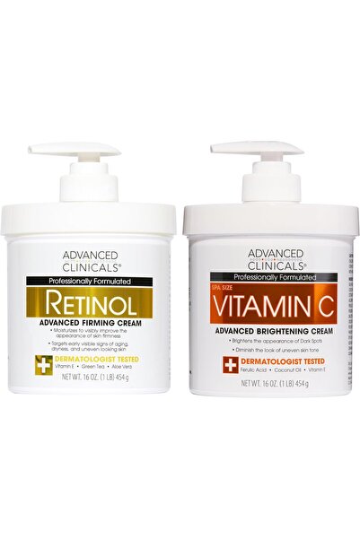 Advanced Clinicals Retinol Body Lotion + Brightening Vitamin C Cream 2pc Skin...
