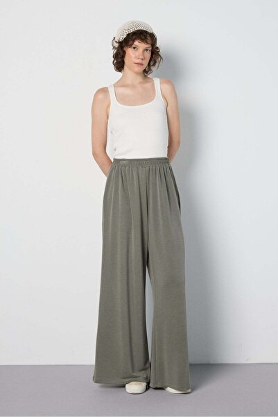 minaaise Women's Premium Modal Fabric Loose Fit Trousers Khaki