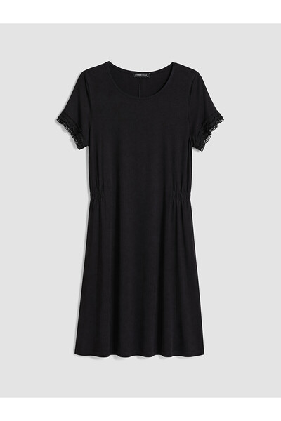 LC Waikiki Peak New Season Crew Neck Lace Detailed Flared Dress