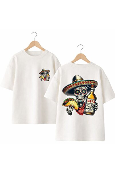 playwear Tricou cu gât rotund, 100% bumbac, cu imprimeu Foterli Skull pe spat...