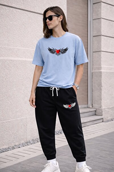 x-compass life Unisex Oversize Printed T-Shirt and Sweatpants Set – Wide Cut ...