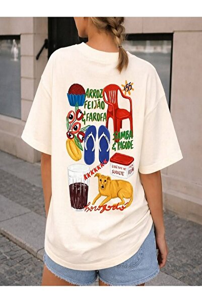 EYMORA Brazil Themed Graphic Printed Crewneck T-Shirt
