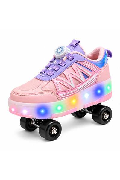 helinaria Işıklı Patenli Çocuk Ayakkabısı | 4 Tekerlekli LED Sneaker