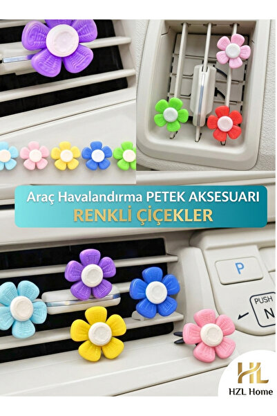 HZL HOME 1 Adet Renkli Çiçek Araba Havalandırma Aksesuarı - Oto Torpido Klima...