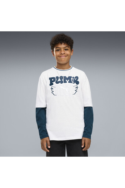 Puma MID 90s Relaxed Layered Long Sleeve Tee Jugend