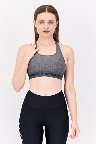 Under Armour حمالة صدر رياضية مبطنة بشعار العلامة التجارية للنساء، لون فحمي