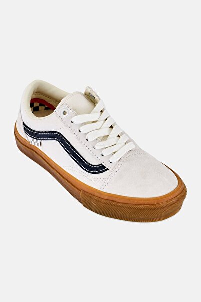Vans Kids Boy Skate Old Skoo Lace Up Skateboarding Shoes, Off White