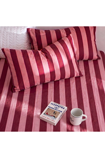 Tabu Home Set de cearșafuri elastice pentru o persoană, culoare burgundy