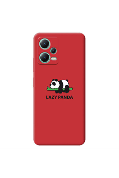 Other Xiaomi Redmi Note 12 Pro 5G Lazy panda Red Colored Silicone TPU Θήκη