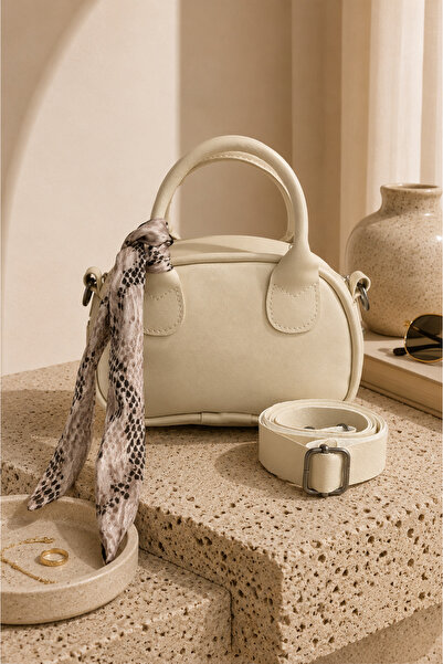 EBRUTESETTÜR Scarf Detailed Mini Hand & Shoulder Bag Beige