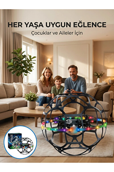 teknotrust El Sensörlü Uçan Top Drone Çocuklar İçin LED Işıklı Eğlence Oyuncağı