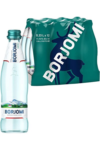 borjomi مياه معدنية طبيعية فوارة في زجاجات زجاجية، 300 مل، عبوة من 12 زجاجة |...