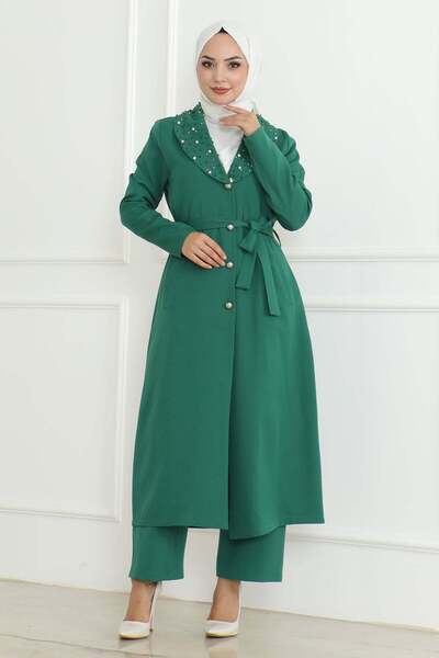 Missvalle Pearl Detailed Suit Emerald 19216