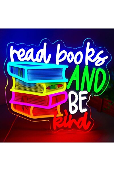 Slasa Read Books and Be Kind LED Neon Sign with 6mm Acrylic Base, Multicolor,...