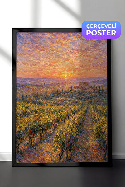 Zestia Pictură murală inspirată de Monet, cu peisaj toscan de vișeri, peisaj ...