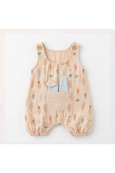 Luna Kids Store Carrot Patterned Salopet Unisex