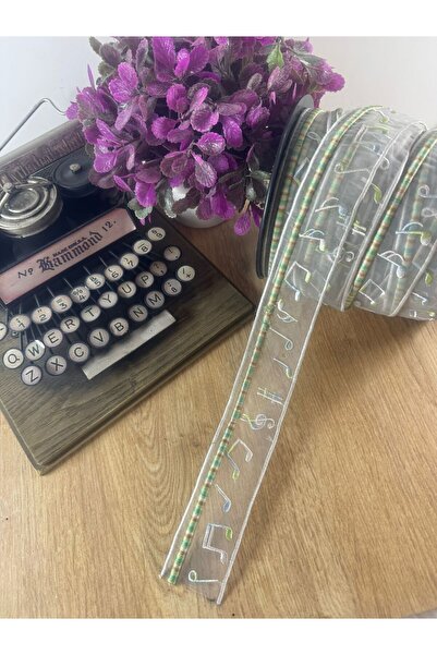 jasmina store Accesoriu panglică din organza cu notă muzicală (1mt)