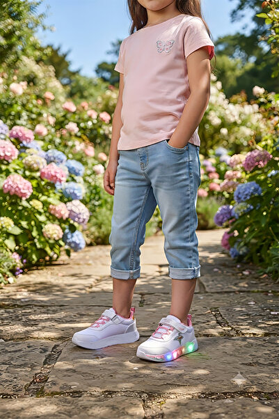Kiko Kids Heart Işıklı Günlük Cırtlı Kız Çocuk Spor Ayakkabı