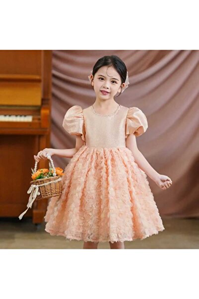 Stella Rochie piersică cu model trandafir 3D
