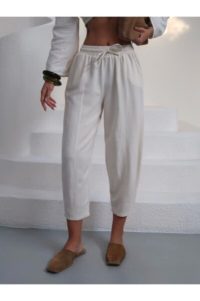 Paw Garage Women's Alora Balloon Pants - Washable Sanforized Linen Fabric