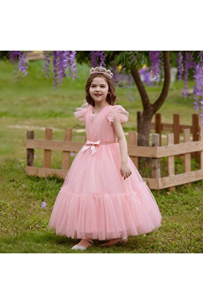 Printesasofy Rochie lungă roz prăfuit Margaret