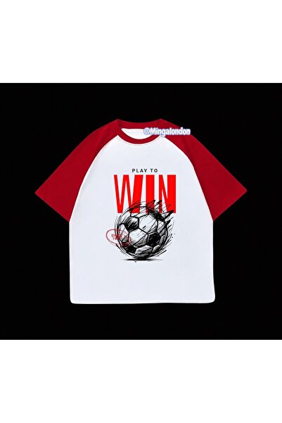 Minga London Play to Win Printed Red Raglan Sleeve T-Shirt