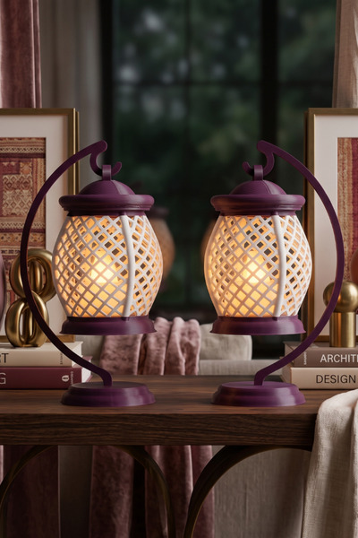 Shapy Dekoratif Kandil Seti 2’li - Pilli Tealight Mum Hediyeli Askılı Masa Süsü