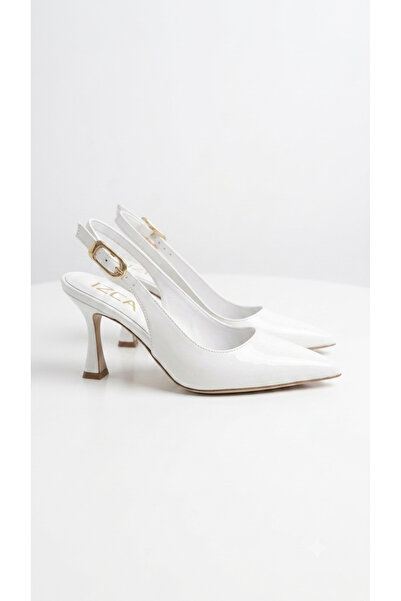 İ-ZZCELLA MODA Women's White Patent Leather Pointed-Toe Classic Goblet Heel S...